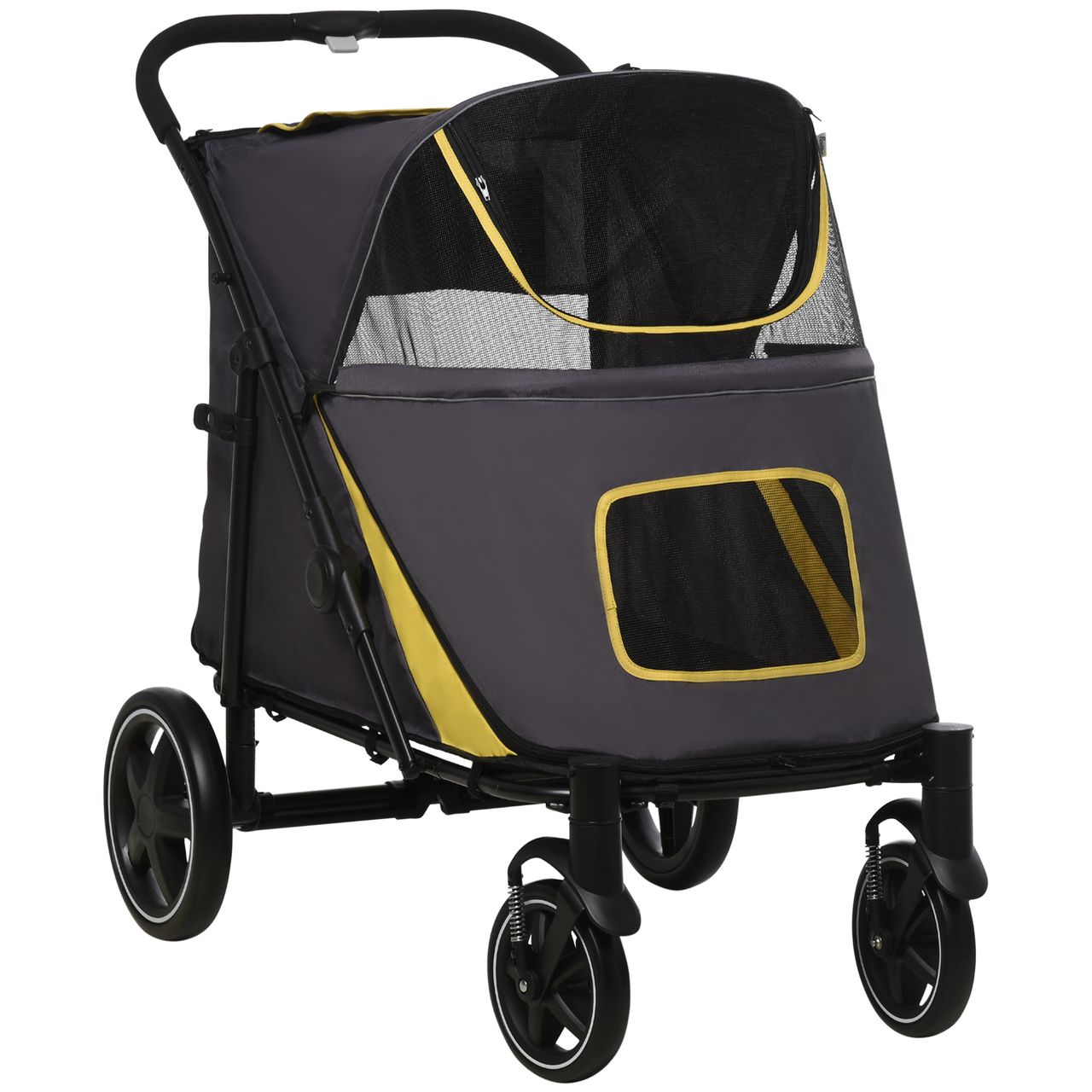 PawHut Hundewagen, faltbarer Hundetrolley, Hundebuggy mit Kissen, Katzenbuggy