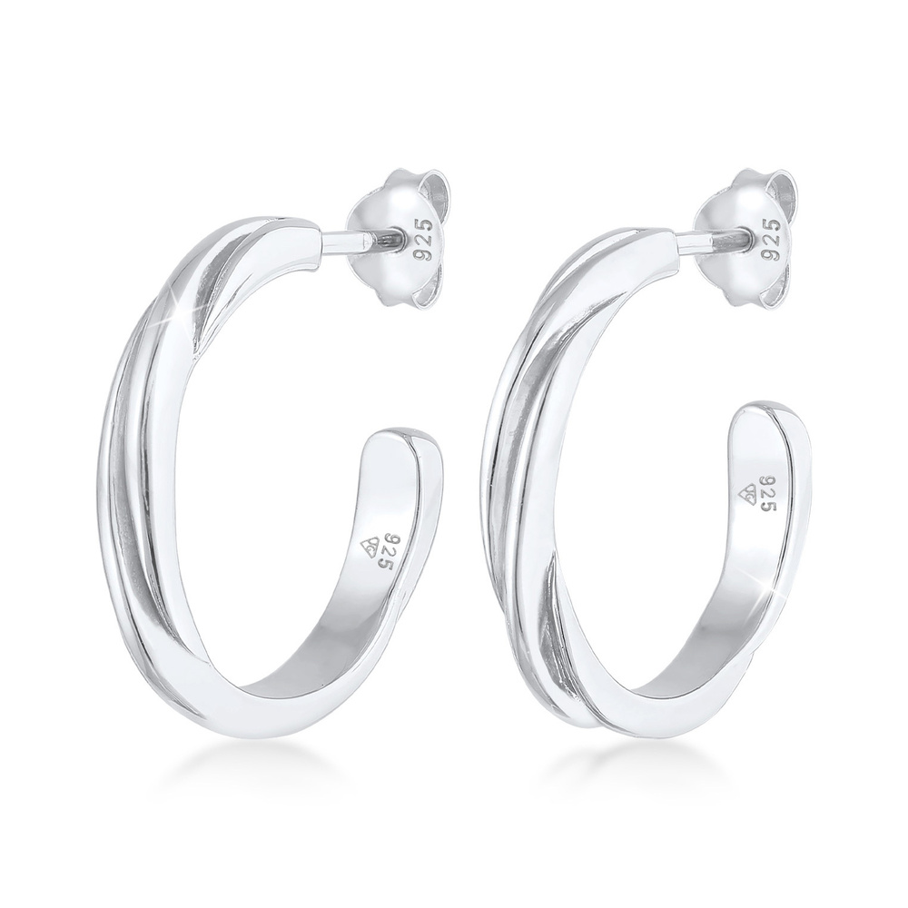 Elli Elli Boucles d'Oreilles Mesdames Créoles Tordu Trend Minimal Basic en argent ster Boucles d'oreilles