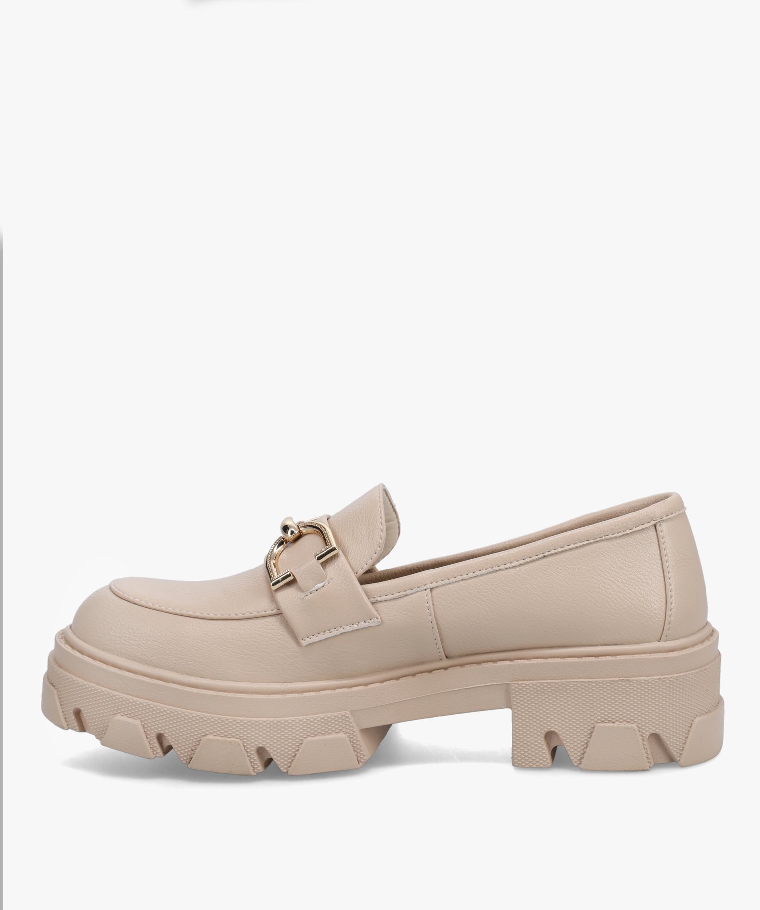 Mocassins femme unis à semelle plateforme crantée beige | GEMO