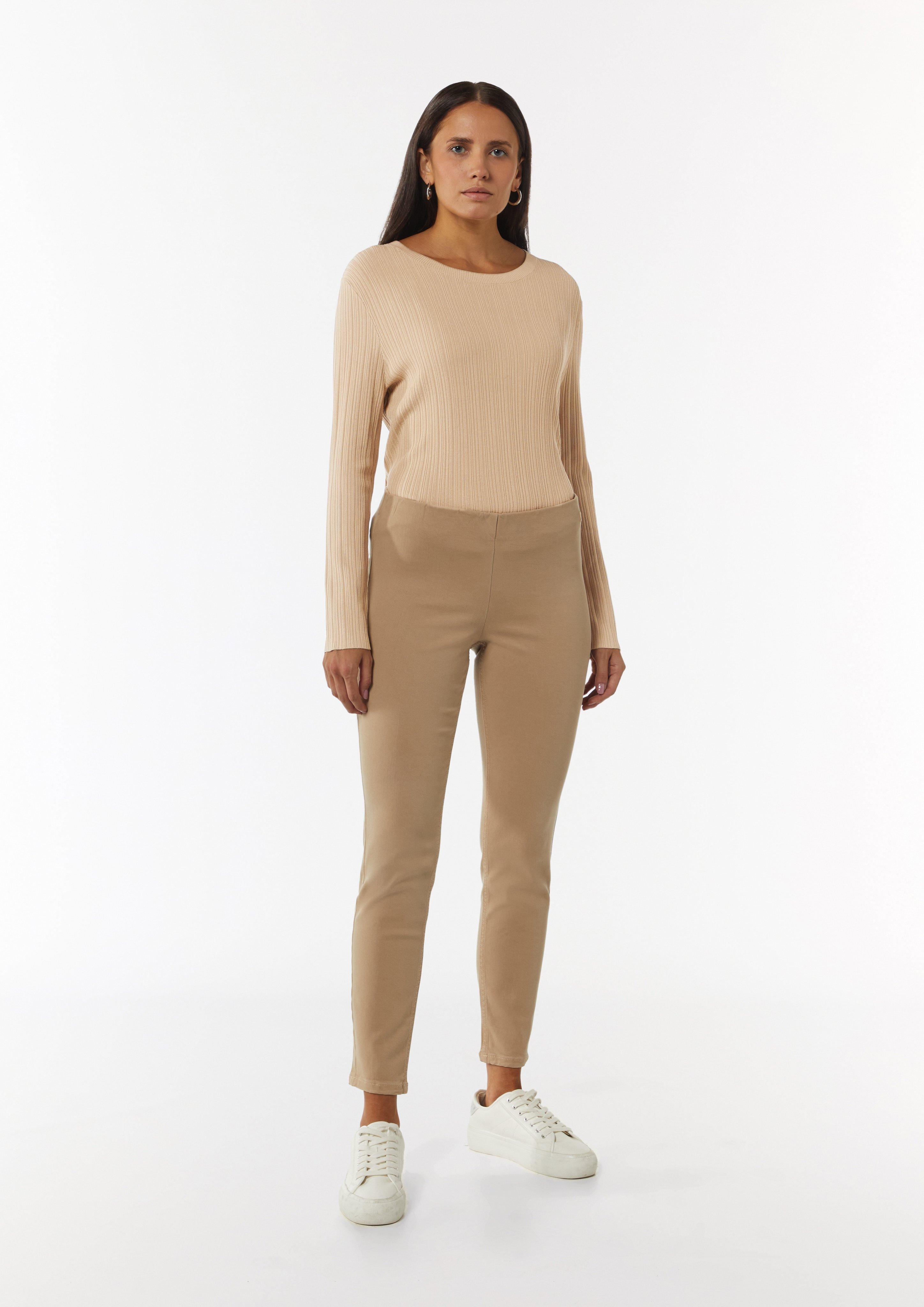 Gerippter Feinstrickpullover aus Viskosemix - sandstein