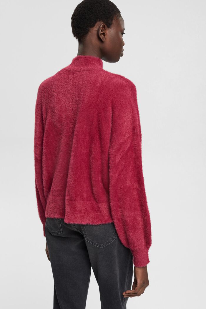 Webfellpullover mit Stehkragen