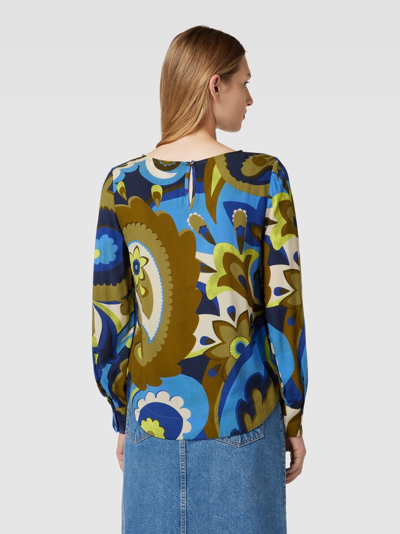 Bluse mit U-Boot-Ausschnitt Modell 'Big Paisley' in khaki