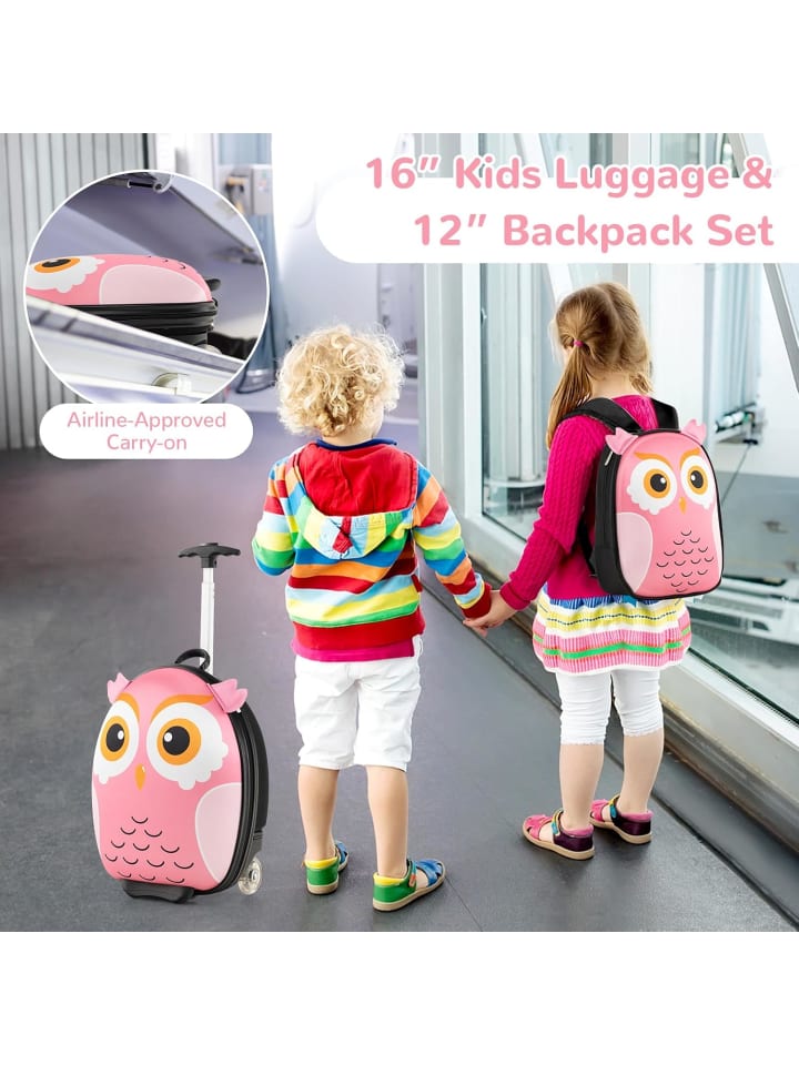 COSTWAY 2 tlg. Kinderkoffer Rucksack in Rosa günstig kaufen onesize