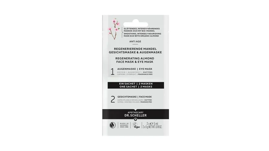 DR.SCHELLER Regenerierende Mandel Gesichts - & Augenmaske 10 ml