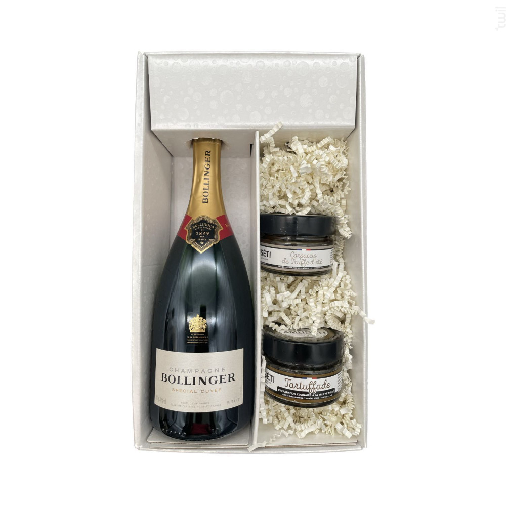 Coffret Blanc - 1 Brut - 1 Tartuffade et 1 Carpaccio De Truffe D'été amuseti Champagne Bollinger