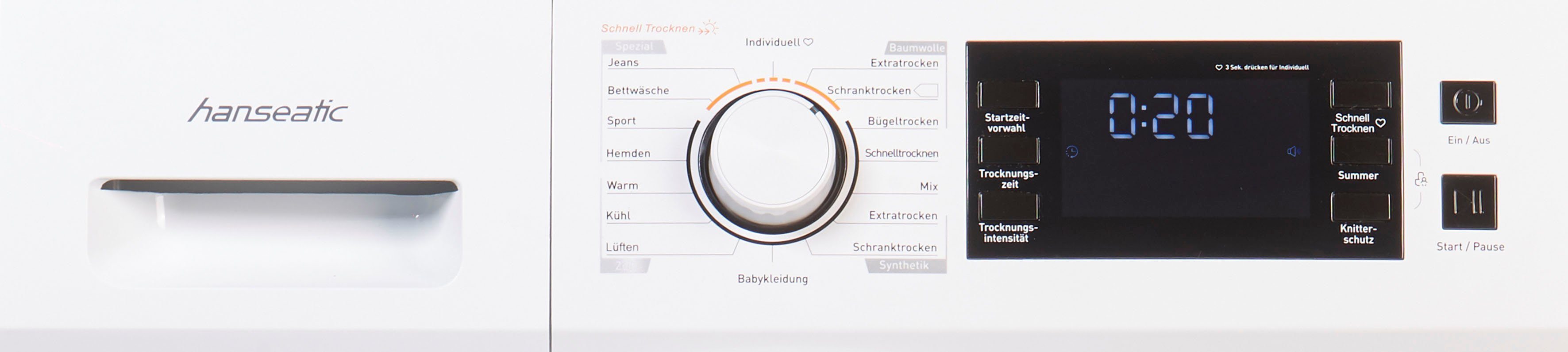 Hanseatic Kondenstrockner HKT8BGT2, 8 kg, Schnelltrocknung, Startzeitvorwahl, Auffrischungsprogramm