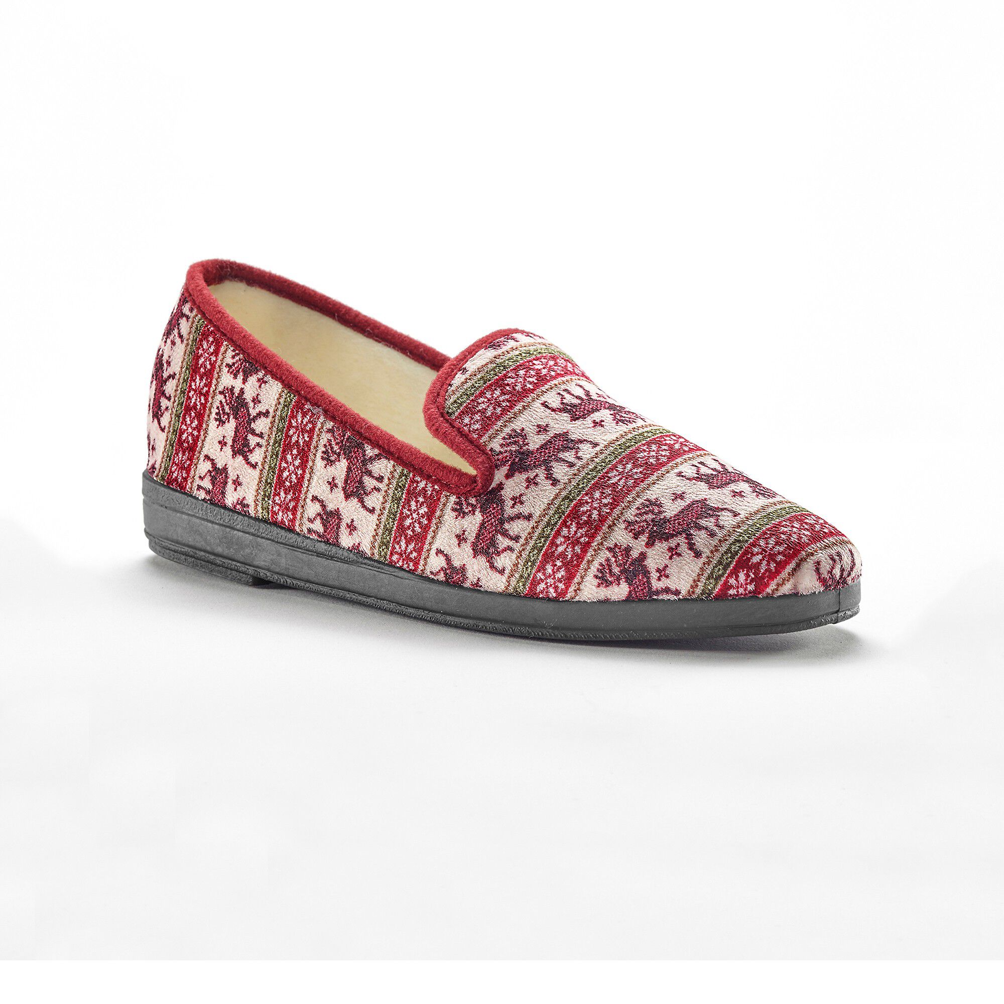 Chaussons imprimé d'hiver doublés en fausse fourrure