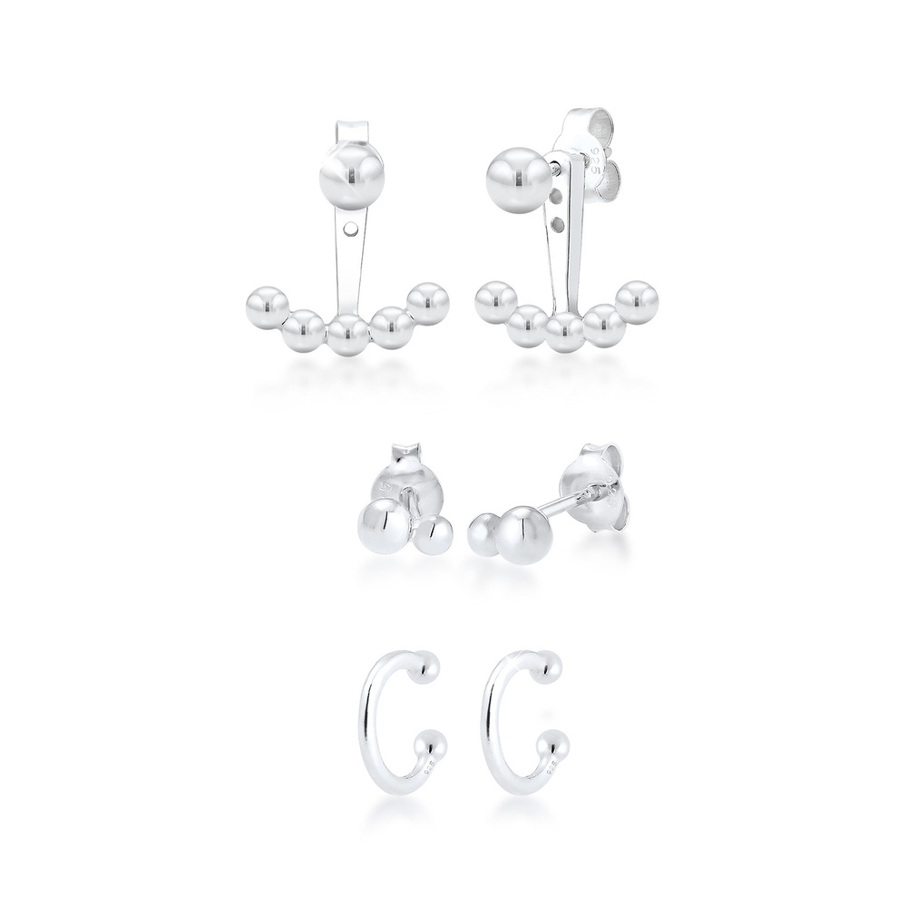 Elli Elli Boucles d'Oreilles Boules Geo Boucles d'Oreilles Femme - (925/1000) Argent Boucles d'oreilles