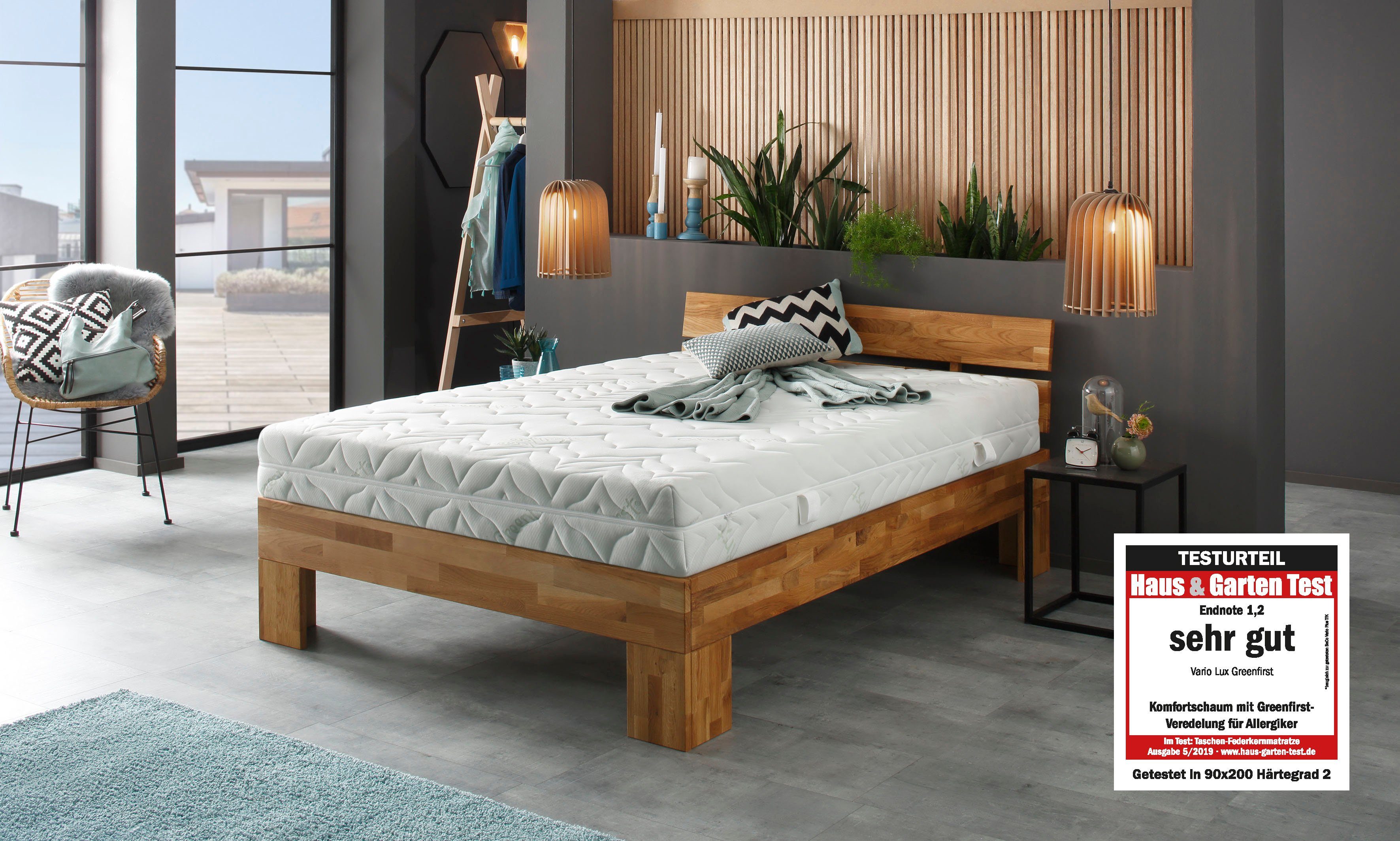 Taschenfederkernmatratze Vario Lux Greenfirst, Beco, 22 cm hoch, komfortable Matratze in 90x200 cm und weiteren Größen erhältlich