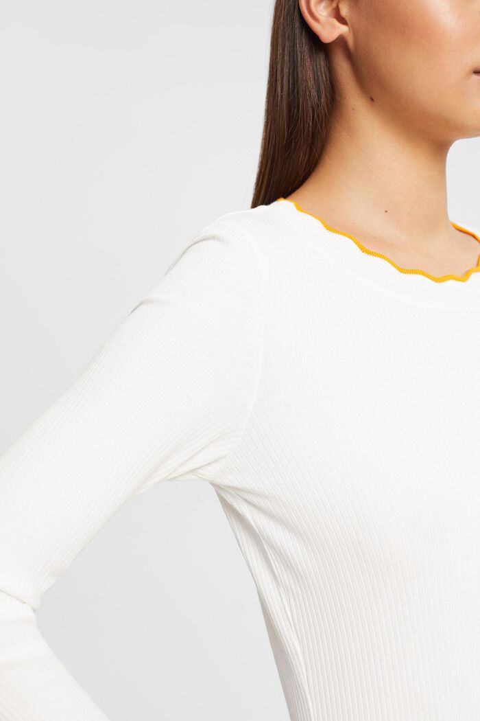 Geripptes Longsleeve, Stretch-Cotton