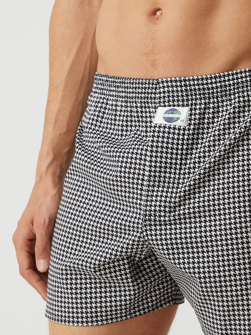 Boxershorts aus Baumwolle mit Hahnentritt-Dessin in schwarz