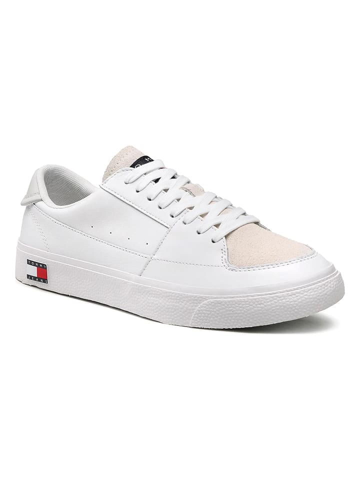 Tommy Hilfiger Shoes Leder-Sneakers in Weiß/ Beige günstig kaufen