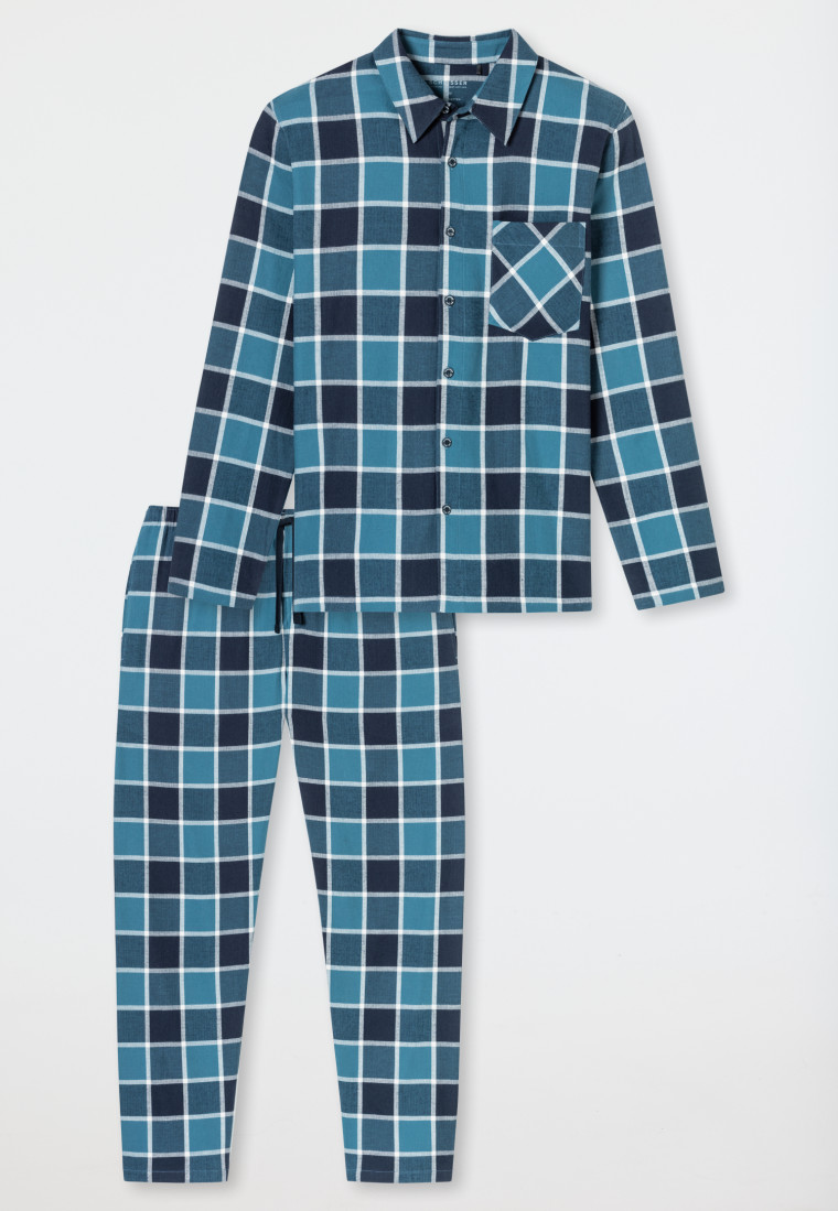 Pyjama Webware Flanell jeansblau kariert - Selected Premium Warming