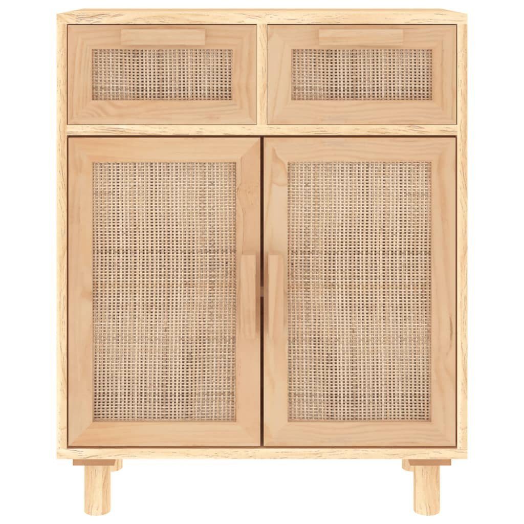 vidaXL Sideboard Sideboard Braun 60x30x75 cm Massivholz Kiefer und Natur-Rattan (1 St)