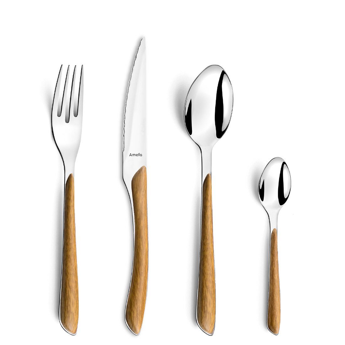 Amefa Besteck-Set ECLAT NATURE, Edelstahl 18/0, holz glänzend, für 6 Personen, 24-tlg
