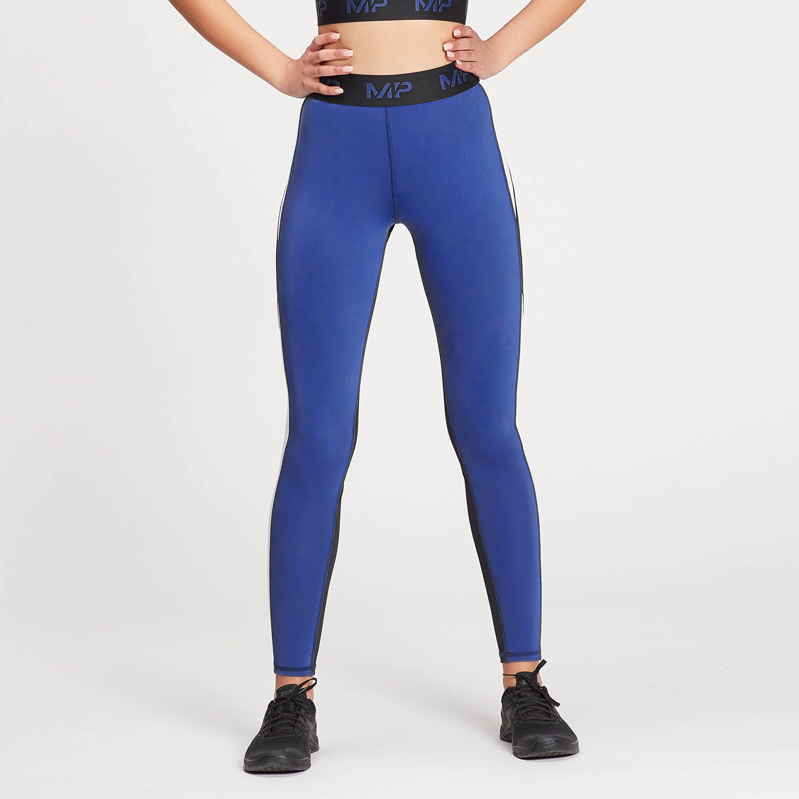 MP Women's Engage Colour Block Leggings - Black / White / Cobalt