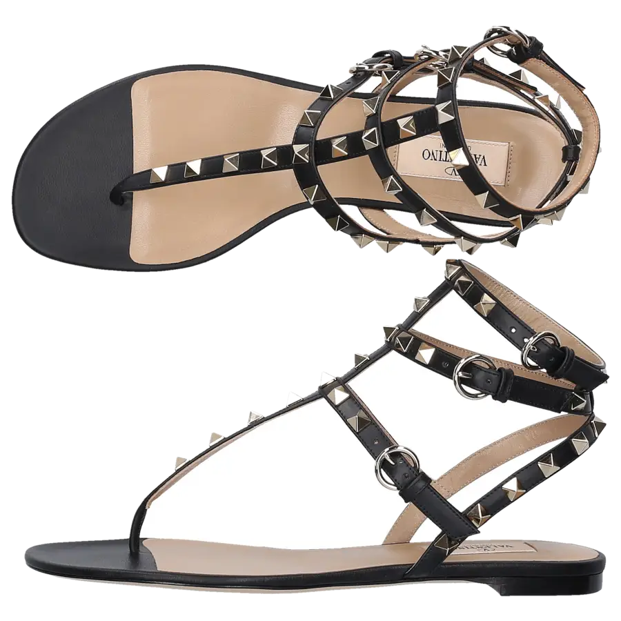 Valentino Garavani - Sandalen ROCKSTUD Kalbsleder - schwarz