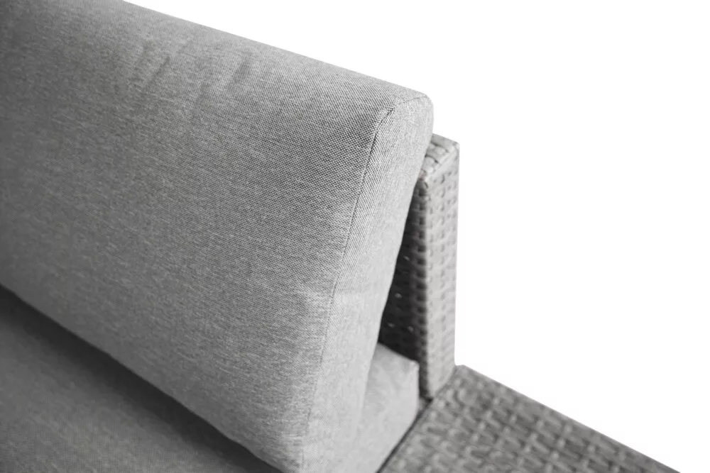 Never Indoor Rattan Sitzgarnitur 12 tlg. Eckloungeset mit Tischablage & Polsterkissen grau