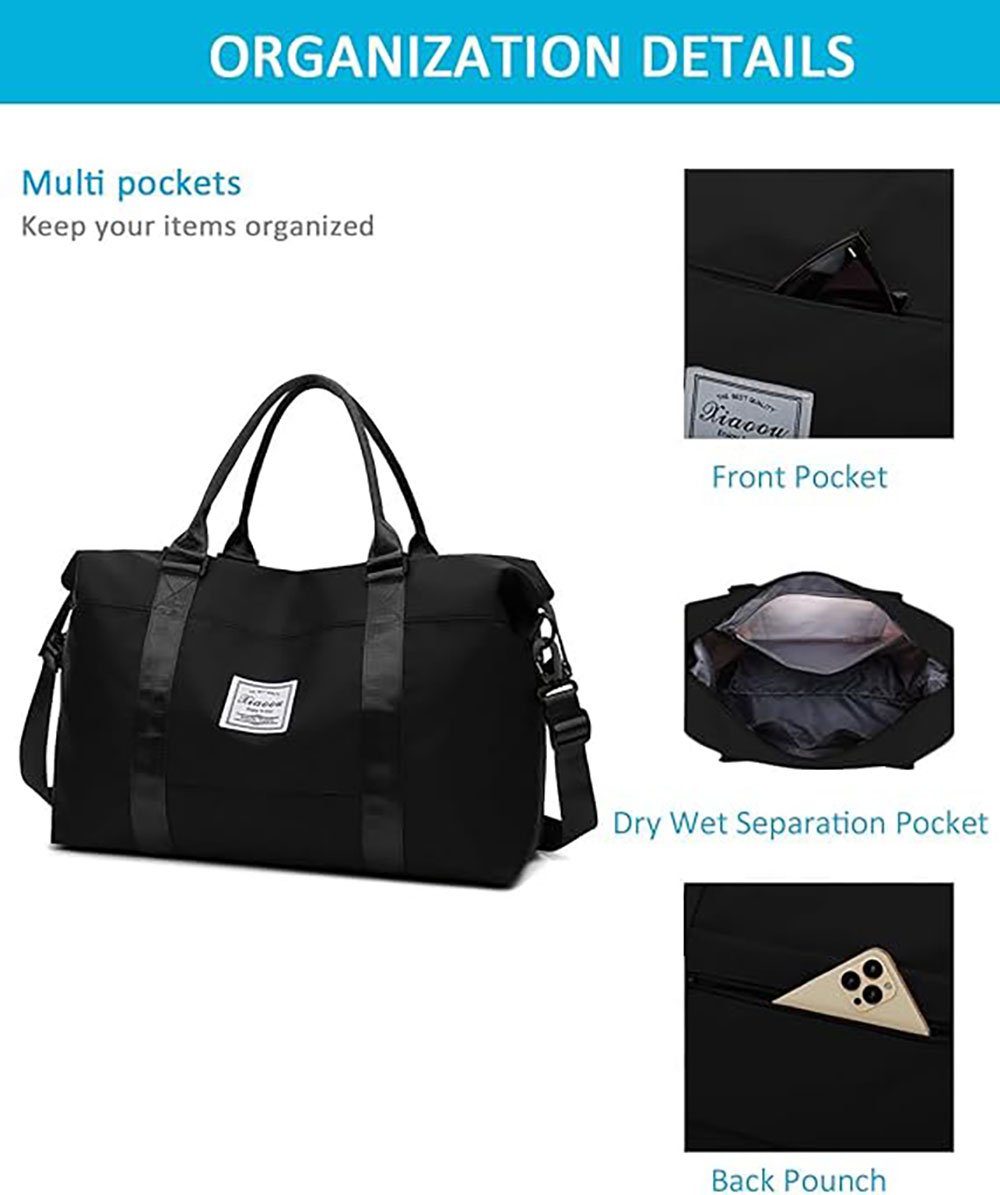 Deliana.sport Sporttasche Damen Sporttasche Handgepäck Tasche Weekender Bag (Portable Reisetasche, 1-tlg., Verstellbarer Schultergurt), Mit separatem Schuhfach