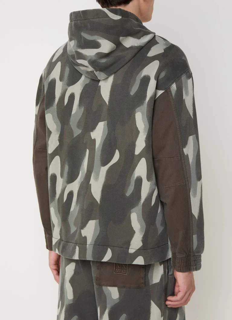 Armani Exchange Hoodie with camouflage print and chest pocket