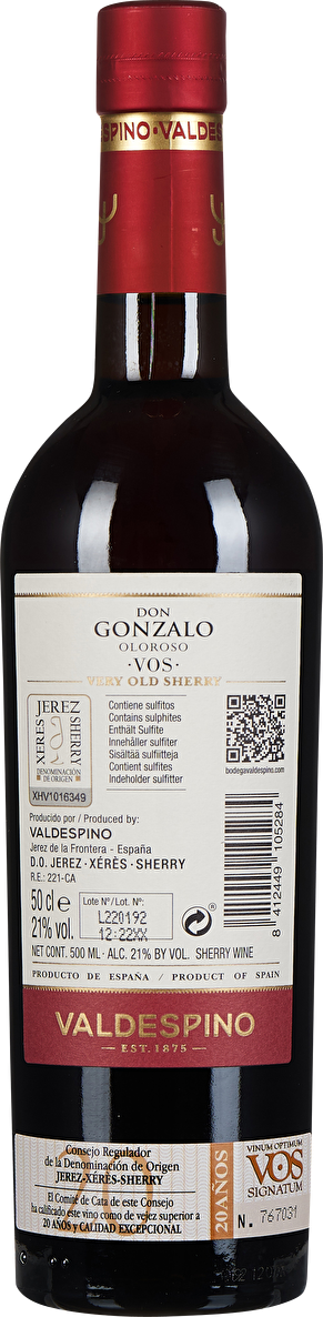Valdespino Sherry Oloroso Don Gonzalo V.O.S. 0,5 Liter