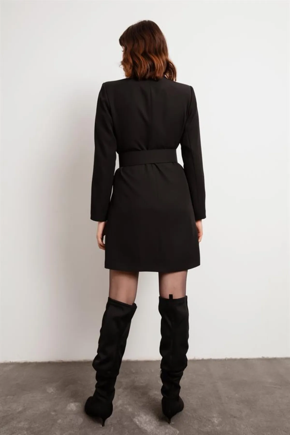 Lafaba  Schwarzes Jackenkleid für Damen mit Gürtel