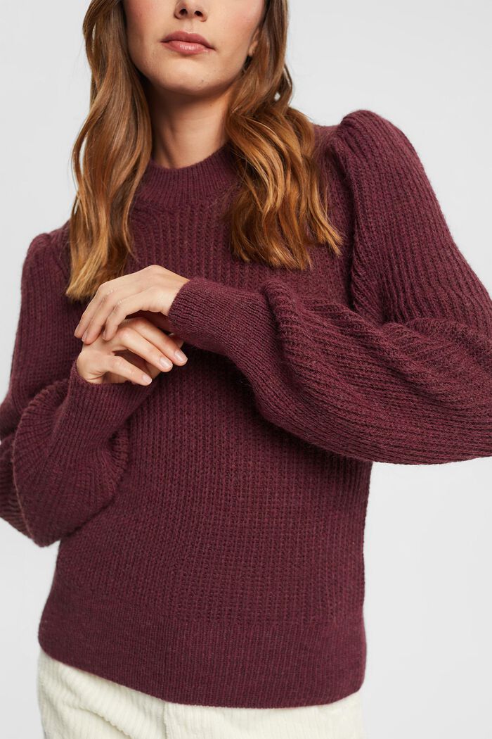 Pullover mit bauschigen Ärmeln mit Wollanteil