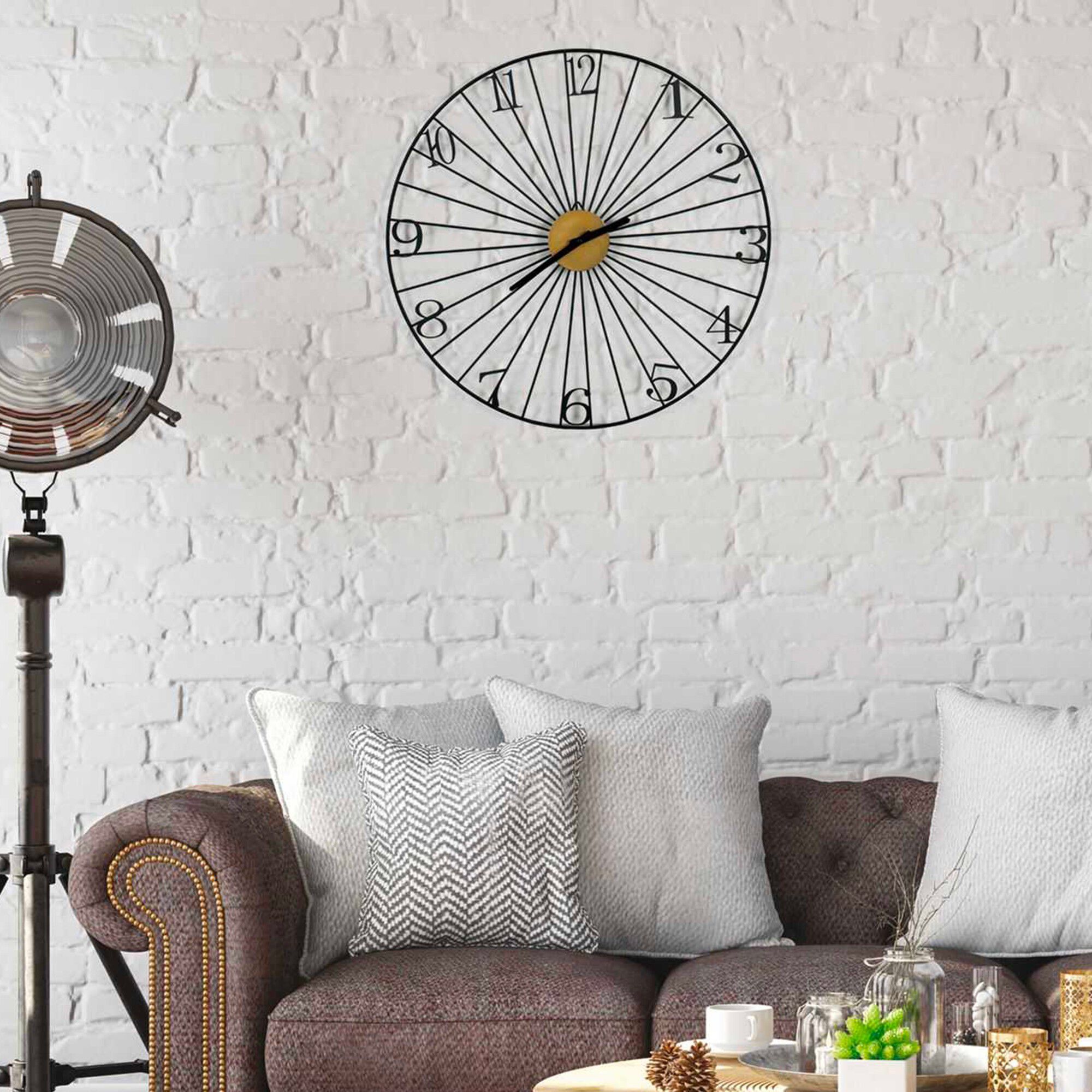 Horloge ronde filaire en métal noir