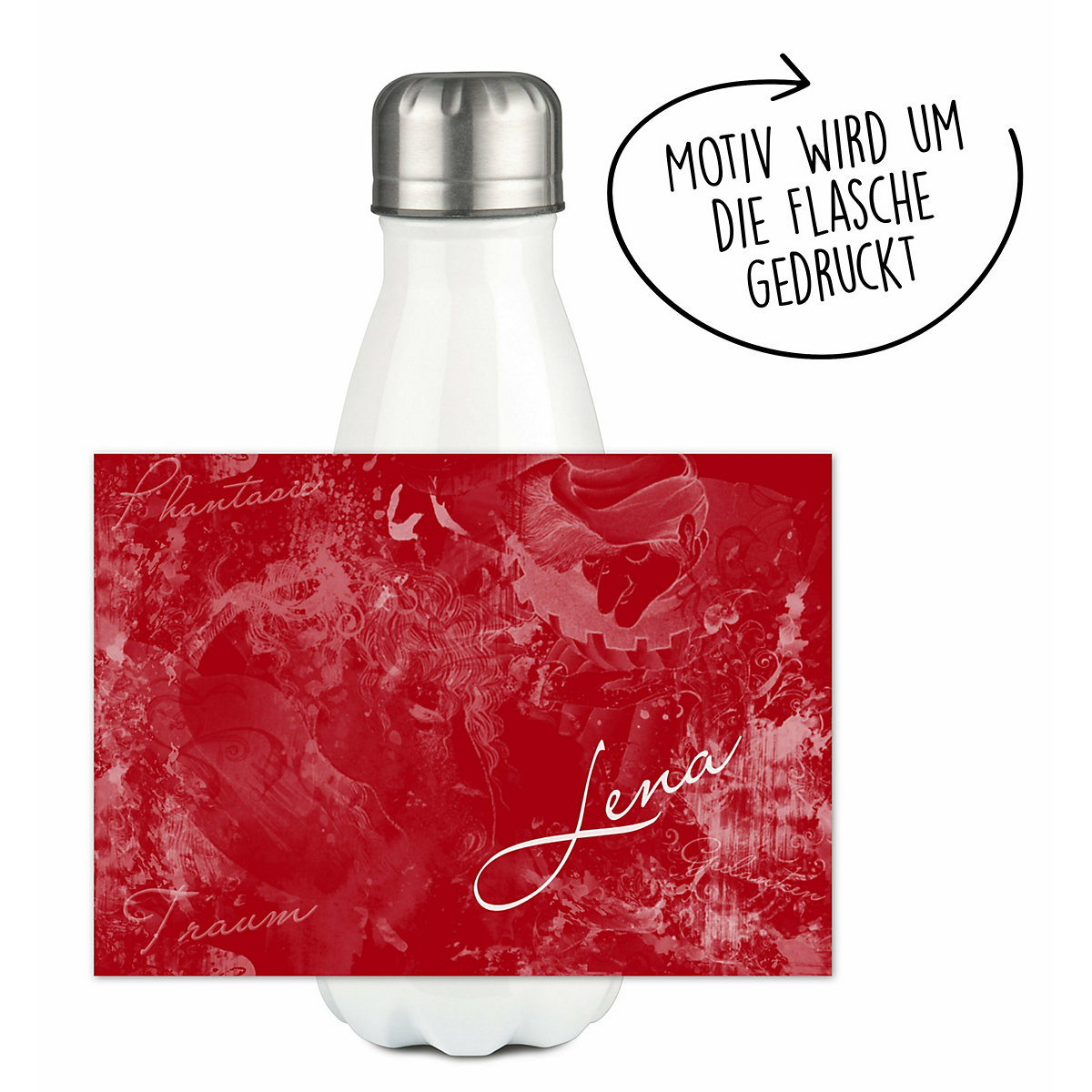 Edelstahl Kinder Thermoflasche / Trinkflasche bunt Traum Farbe rot Spülmaschinenfest, Auslaufsicher, Bruchfest, Doppelwandig, Für Heißgetränke geeignet, Mit Deckel, Isoliert