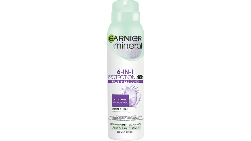 Garnier Mineral Deospray Women Protection - 48h Anti-Schweiß für ein lang anhaltende Frische ohne Rückstände 150 ml