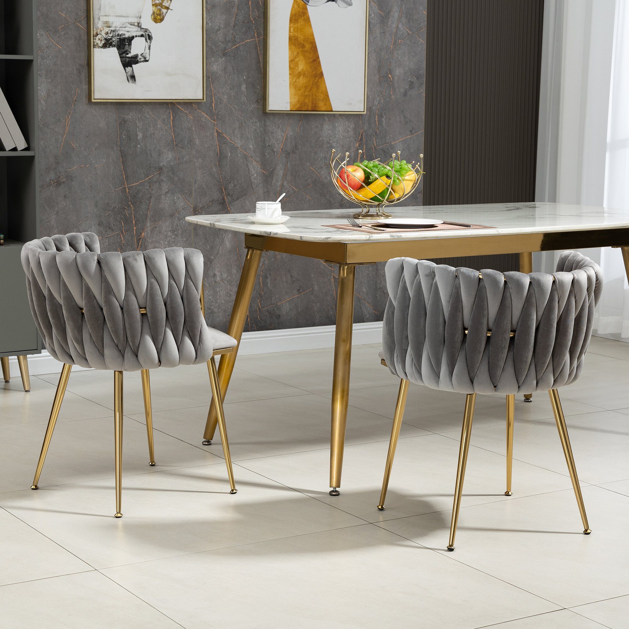 WISHDOR Esszimmerstuhl 2 Teil/Set Akzentstuhl, (2 St), Samt-Akzent-Loungesessel mit Eisen- und Metallfüßen