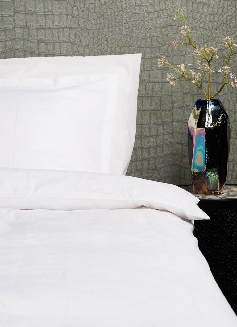 Set de lenjerie de pat Bijenkorf Home Organic din satin de bumbac organic cu 300 de fire și model în carouri țesute – fețe de pernă incluse