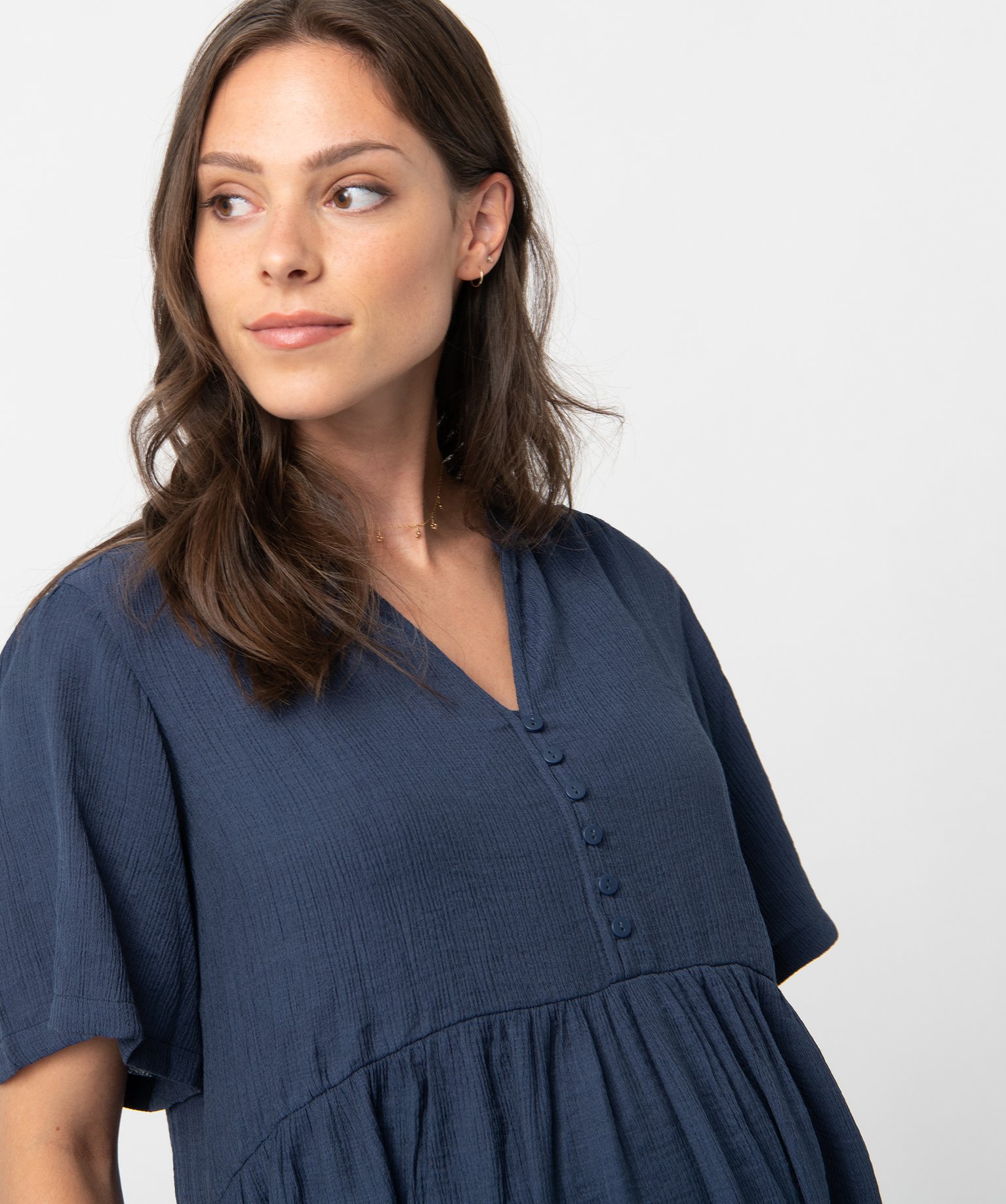 Blouse de grossesse et allaitement à manches courtes bleu | GEMO