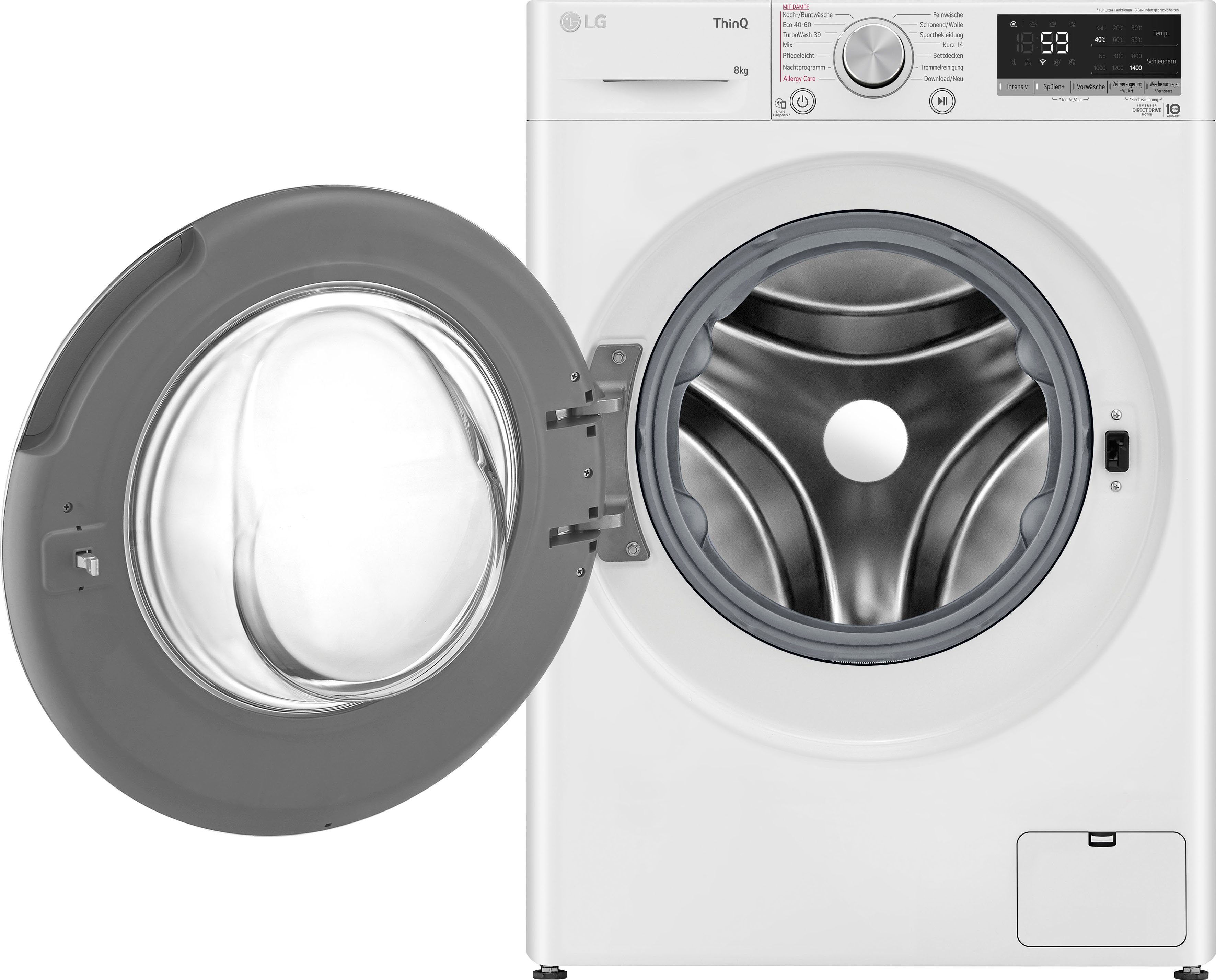 LG Waschmaschine F4WV7081, 8 kg, 1400 U/min