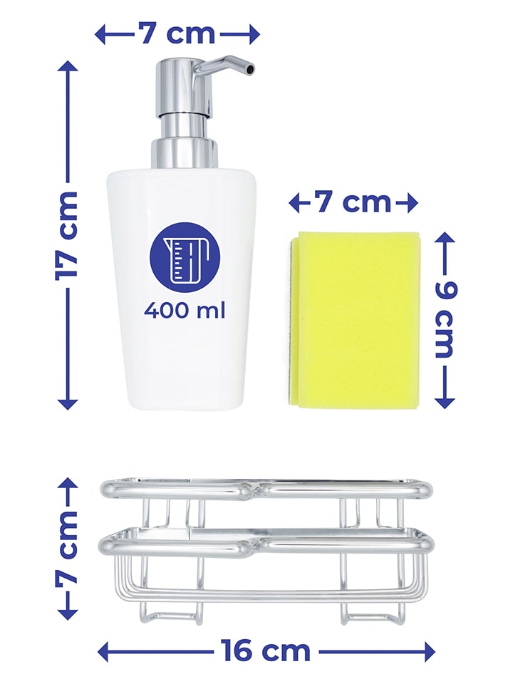 Wenko 2tlg. Set: Spülmittelspender mit Schwamm - 400 ml günstig kaufen onesize