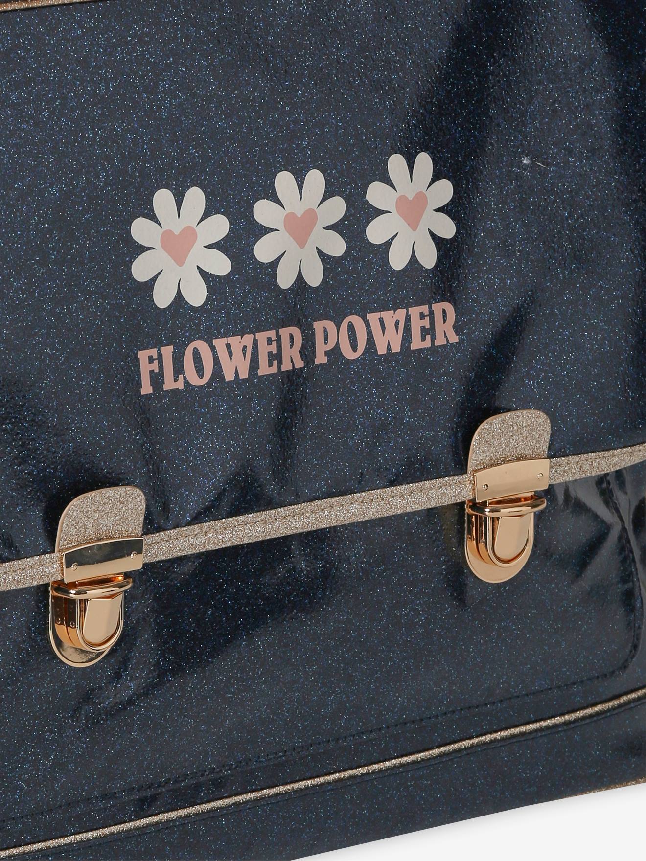 Vertbaudet Mädchen Schulranzen & Federmappe FLOWER POWER - nachtblau