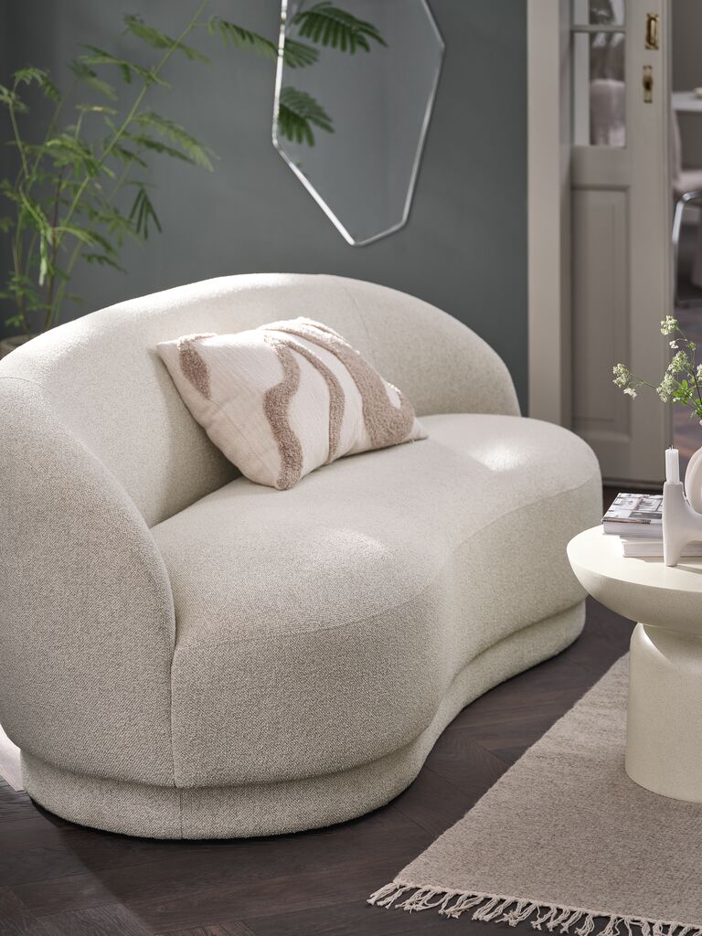 ANDRUP Sofa 3-osobowa ANDRUP owalna, beżowa tkanina
