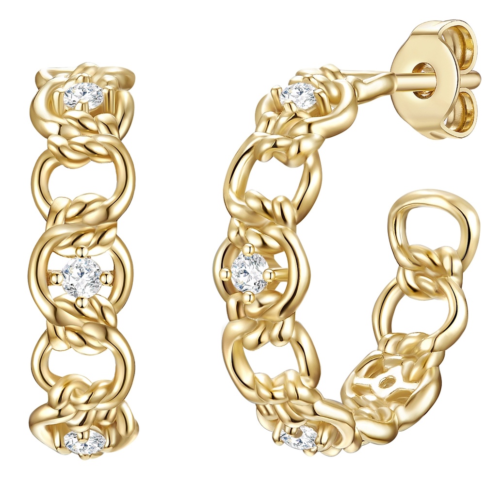 Glanzstücke München Créoles en argent Argent sterling Oxyde de zirconium (CZ) en Or jaune Boucles d'oreilles