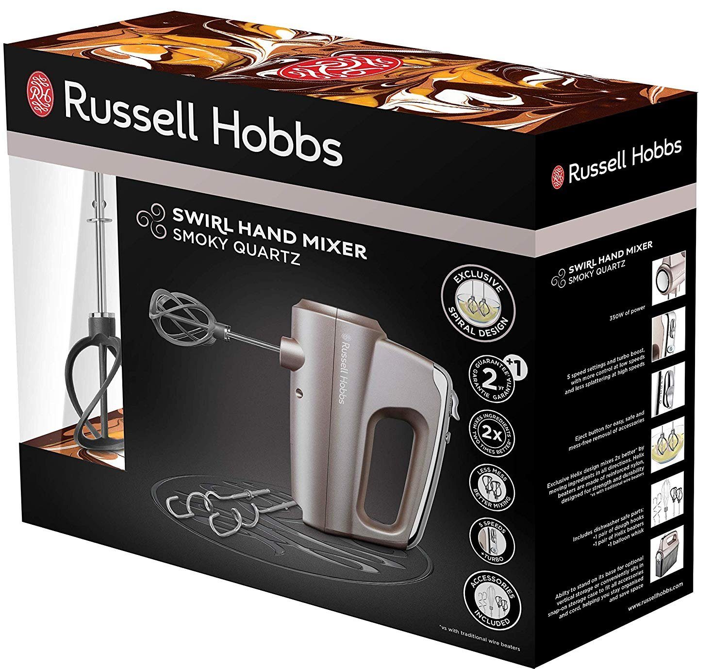 RUSSELL HOBBS Handmixer Swirl Quartz 25892-56 Helix-Quirle 5 Stufen Turbo 350 W, 350 W