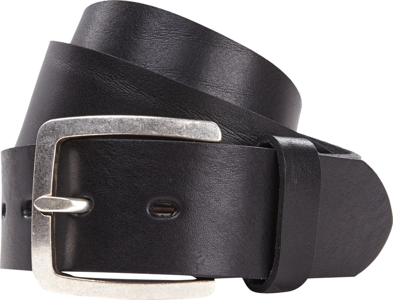 Ledergürtel mit Dornschließe in schwarz