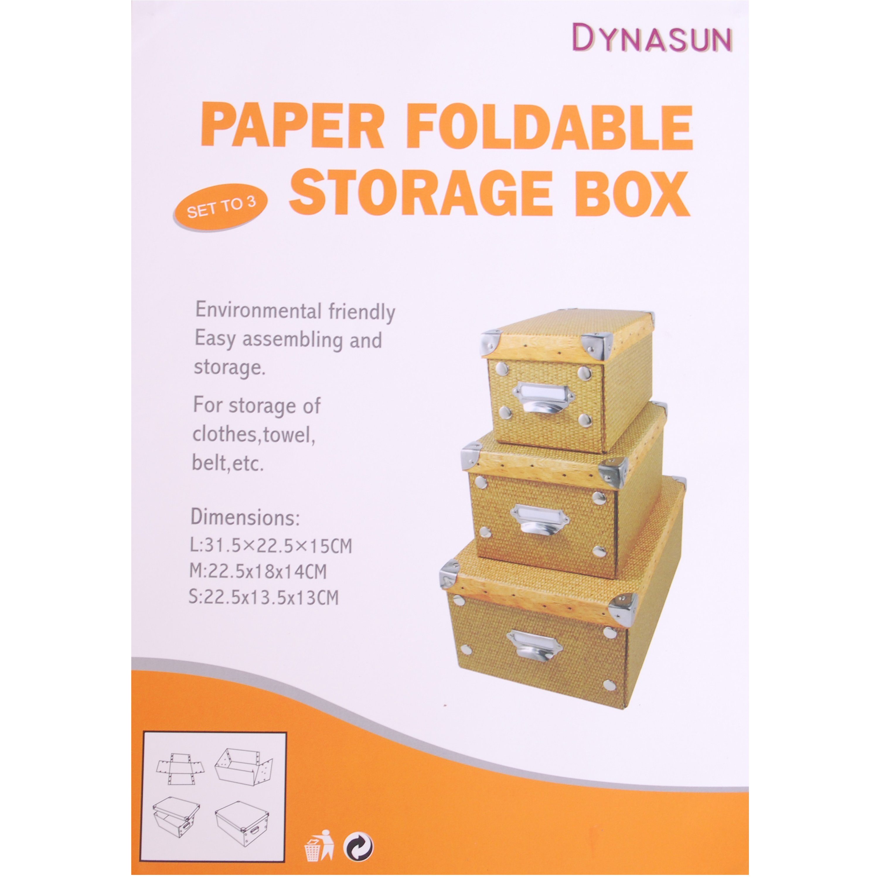 Dynasun Aufbewahrungsbox FC1299KBS BROWN (1 St), 3x XXL Designer Aufbewahrungsbox Karton Ordnungsbox