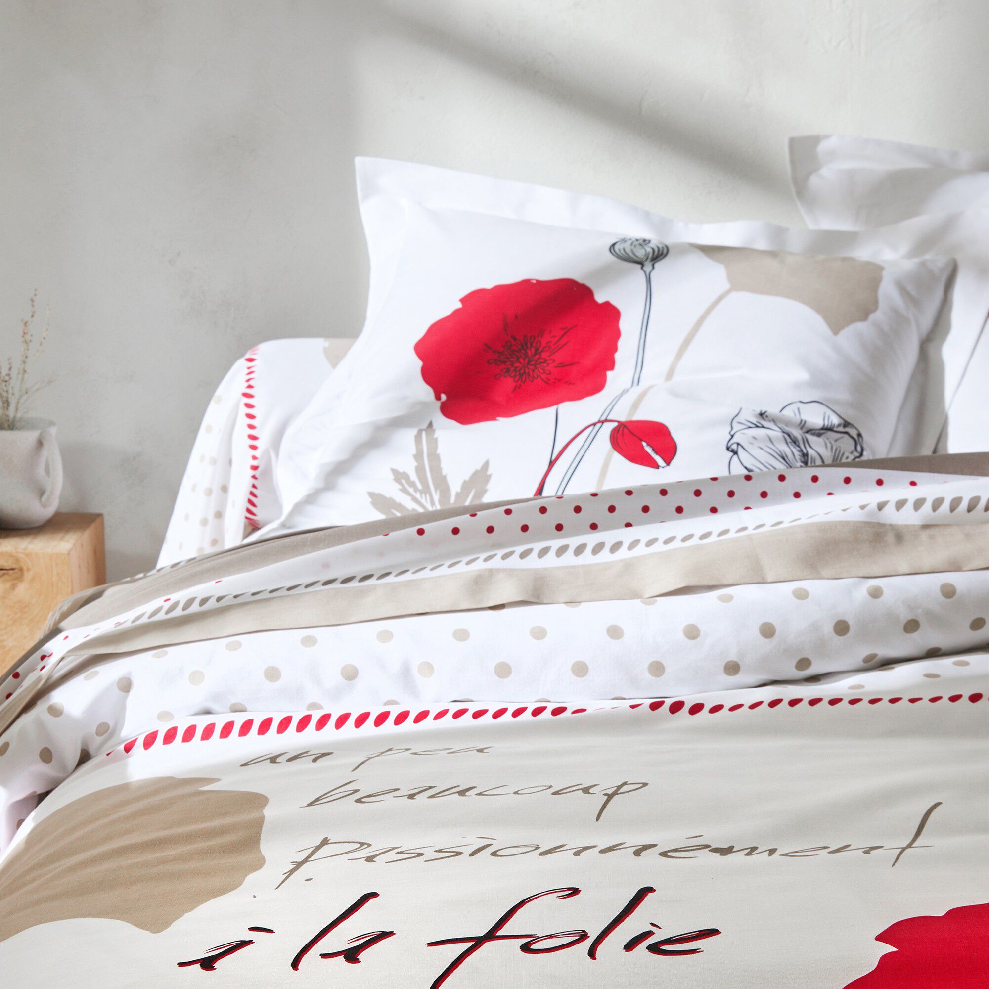 Linge de lit Coquely en polycoton à motifs coquelicot