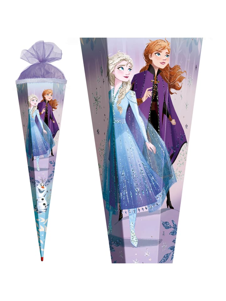 ROTH Schultüte groß Disney Frozen 85 cm, Glitter Glitzerborte in Lila günstig kaufen onesize
