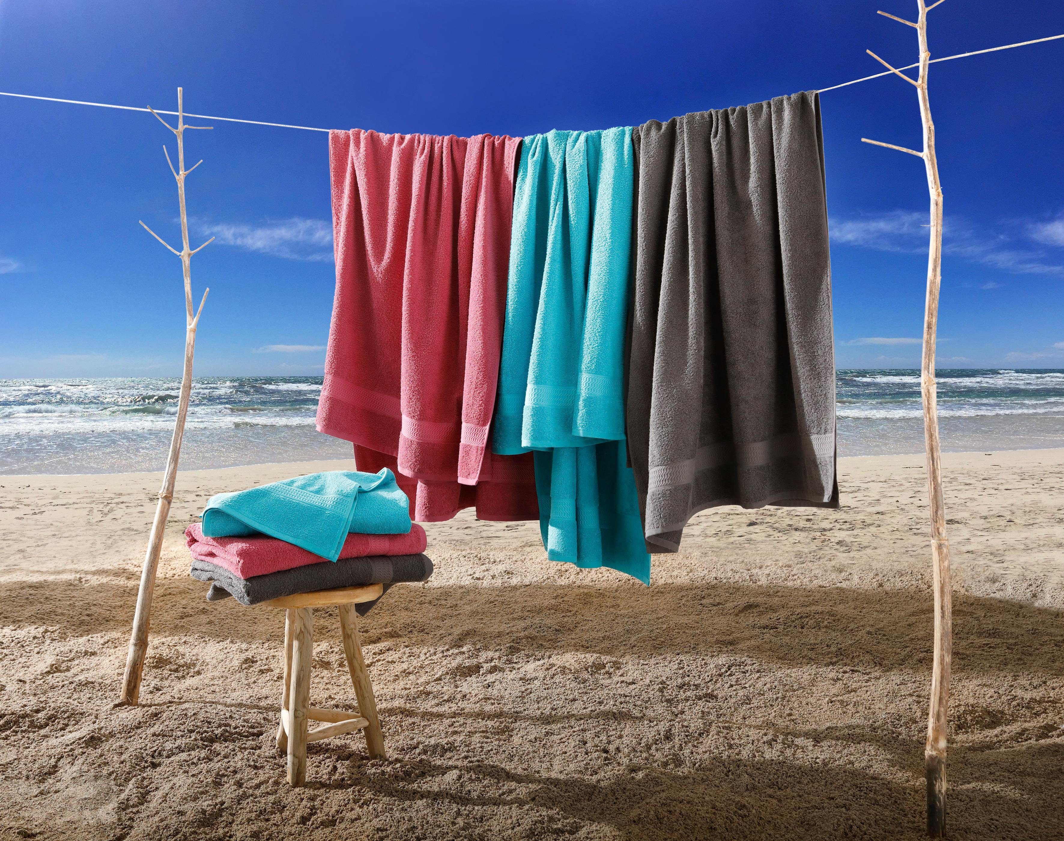 my home Strandtücher Juna, Walkfrottee (2-St), Badetuch, Set und als Serie, Handtuch-Set, Uni-Farben, 100% Baumwolle