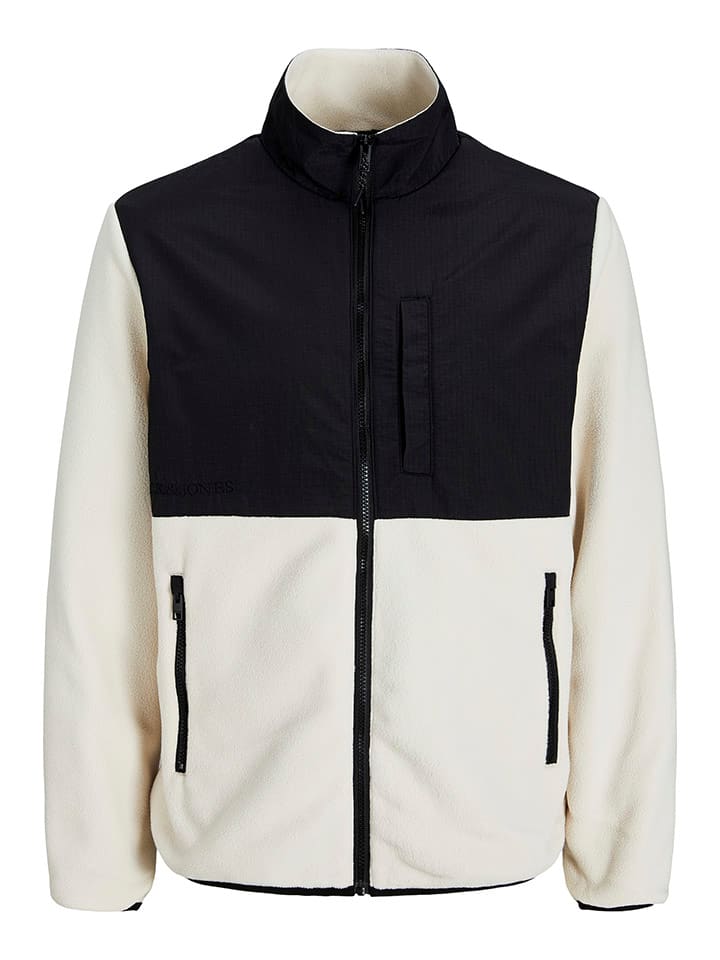 Jack & Jones Fleecejacke in Creme/ Schwarz günstig kaufen