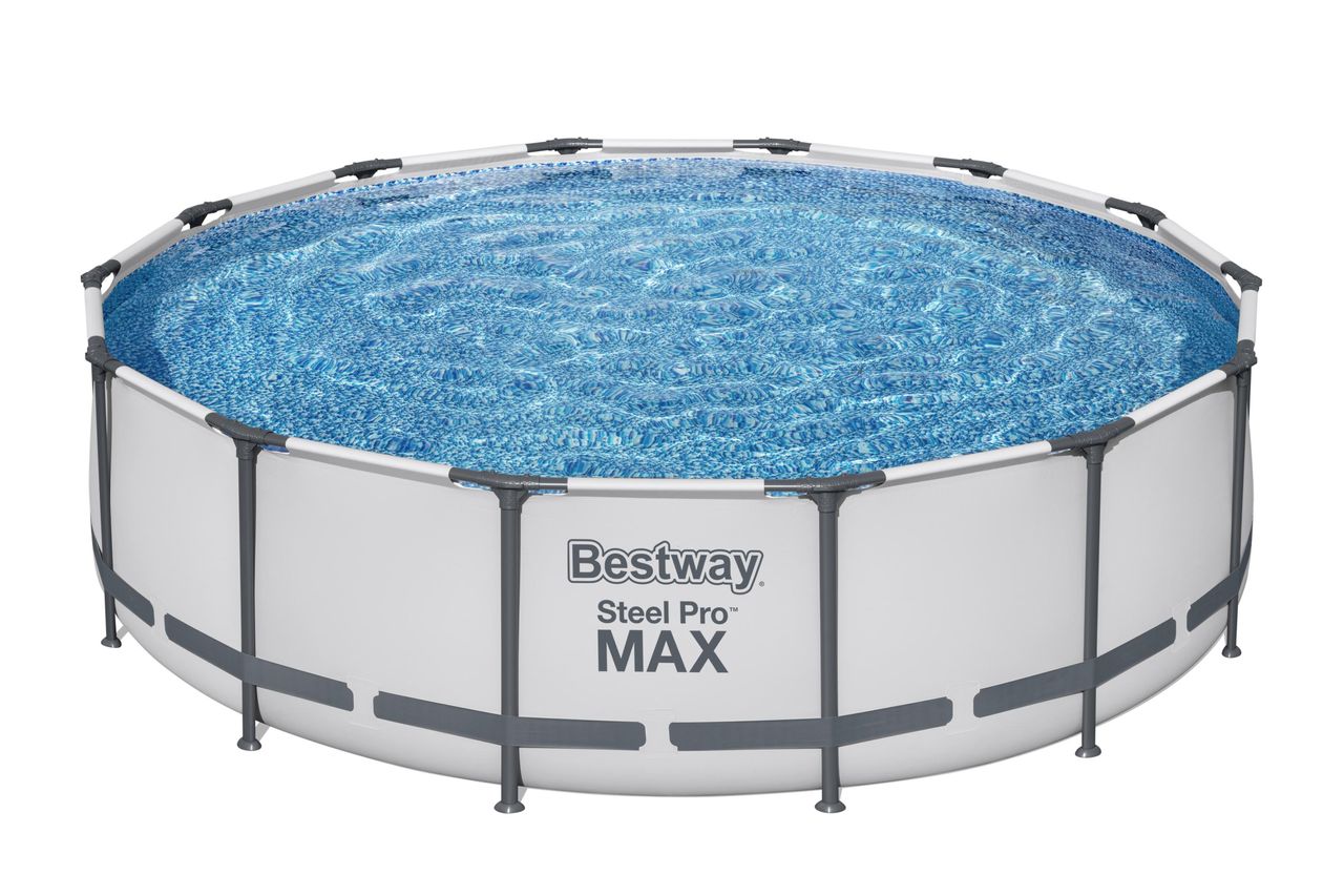Bestway Steel Pro MAX™ Frame Pool Komplett-Set mit Filterpumpe Ø 427 x 107 cm, lichtgrau, rund