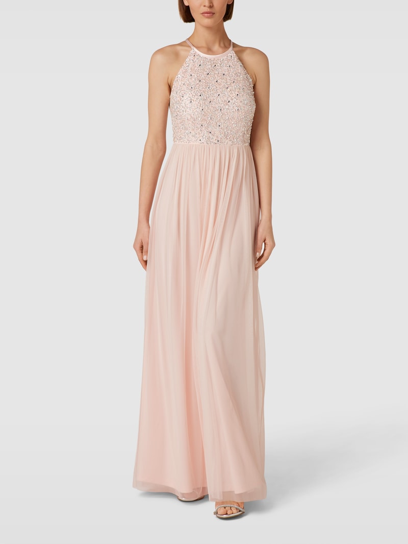 Abendkleid mit Paillettenbesatz in hellrosa