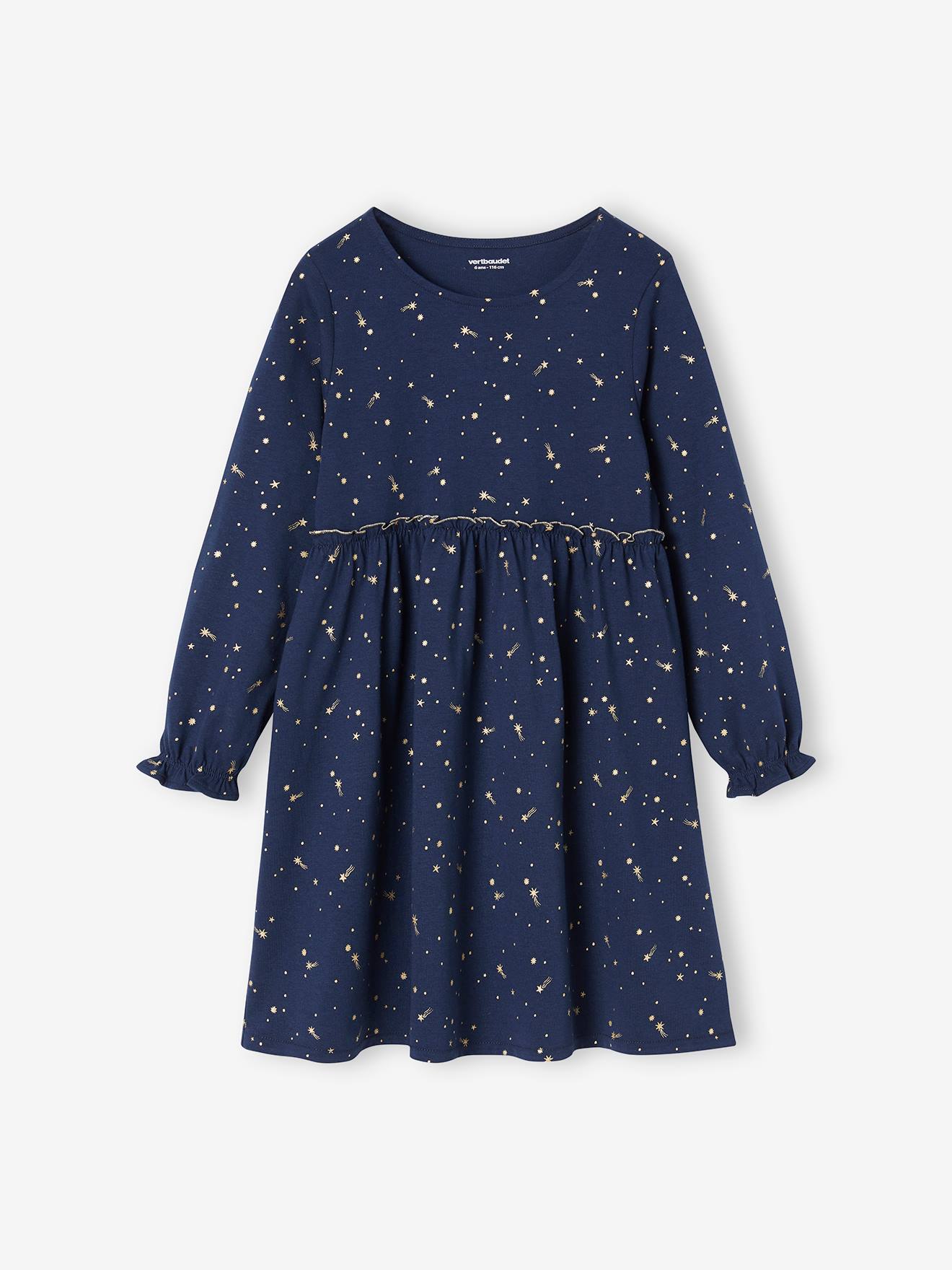 Robe de fête motifs étoiles irisés fille vert
