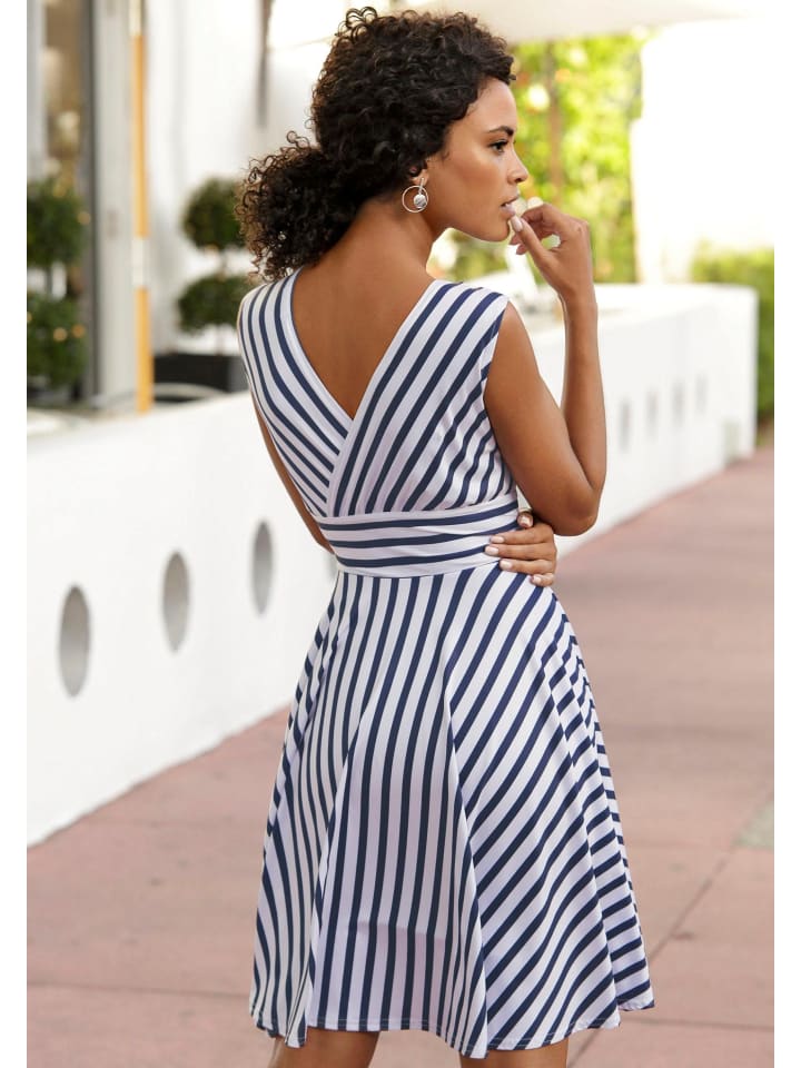 LASCANA Sommerkleid in marine-weiß-gestreift günstig kaufen