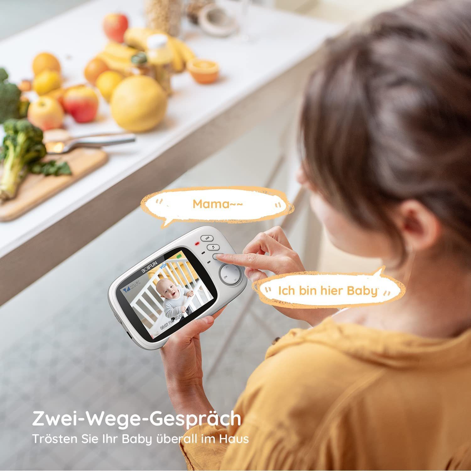 Boifun Babyphone Babyphone mit Kamera, 3.2